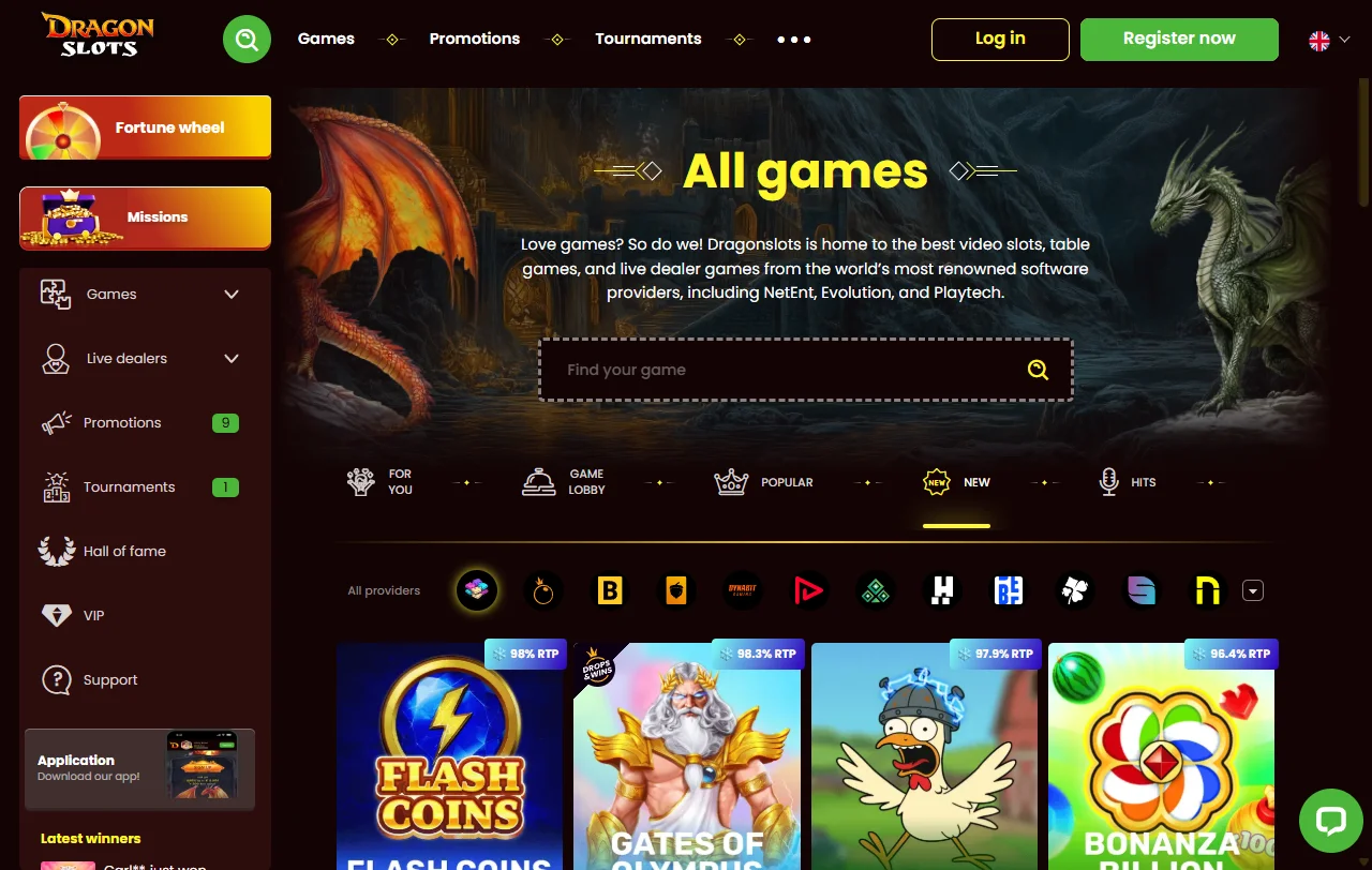 DragonSlots Casino bonus review with welcome offers and wagering terms
