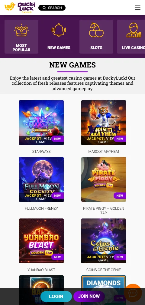 DuckyLuck Casino mobile access and browser play for Canada players