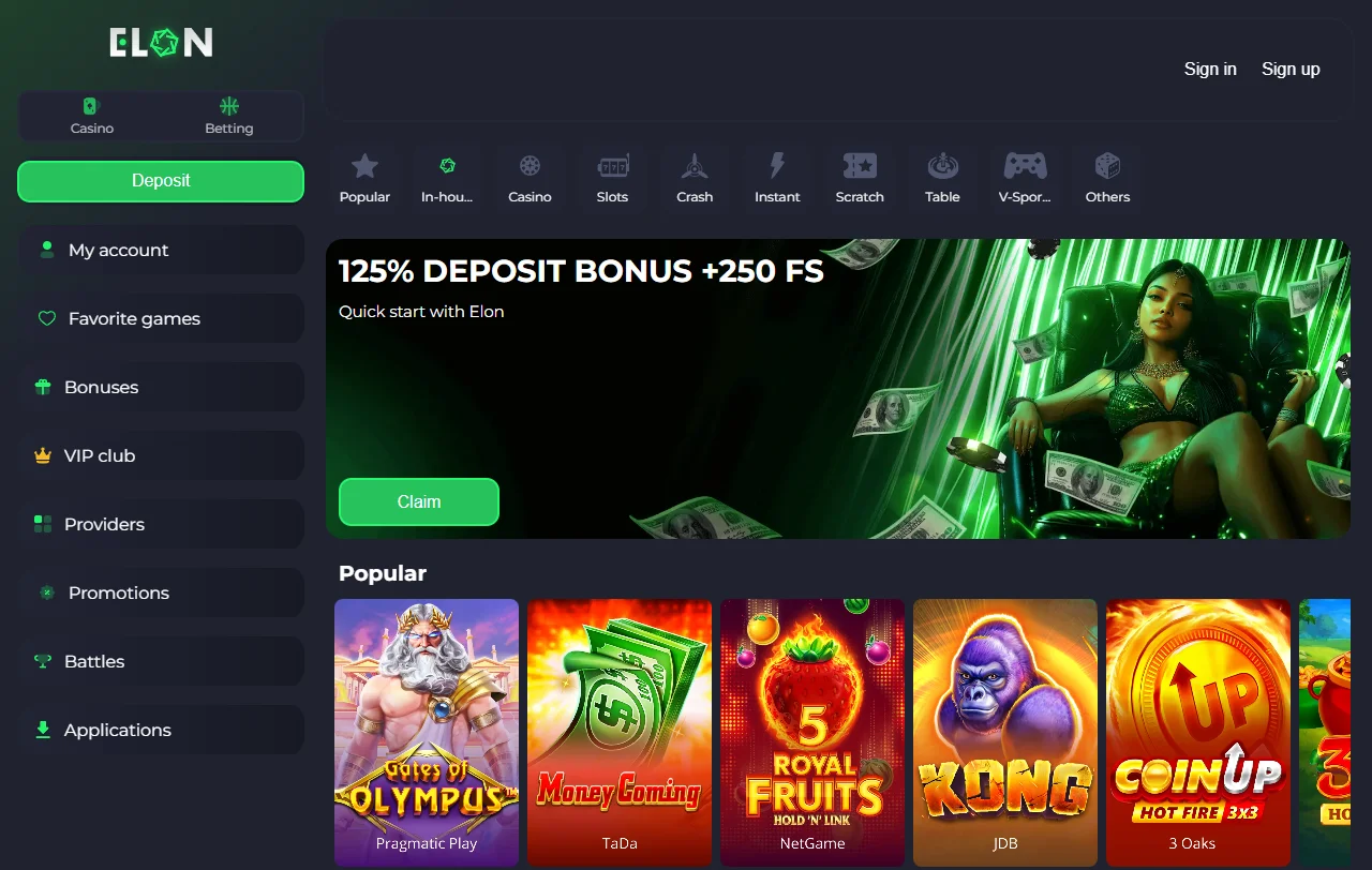 Elon Casino review for Canada players and platform overview