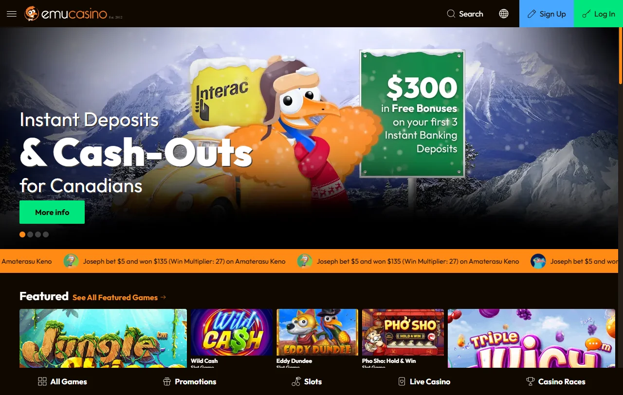 Emu Casino complete review for Canada players