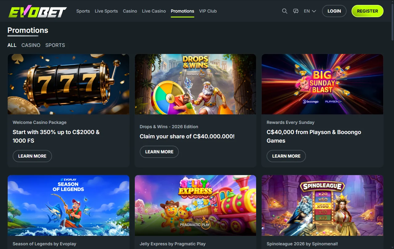 Evobet Casino bonus terms and welcome offer summary