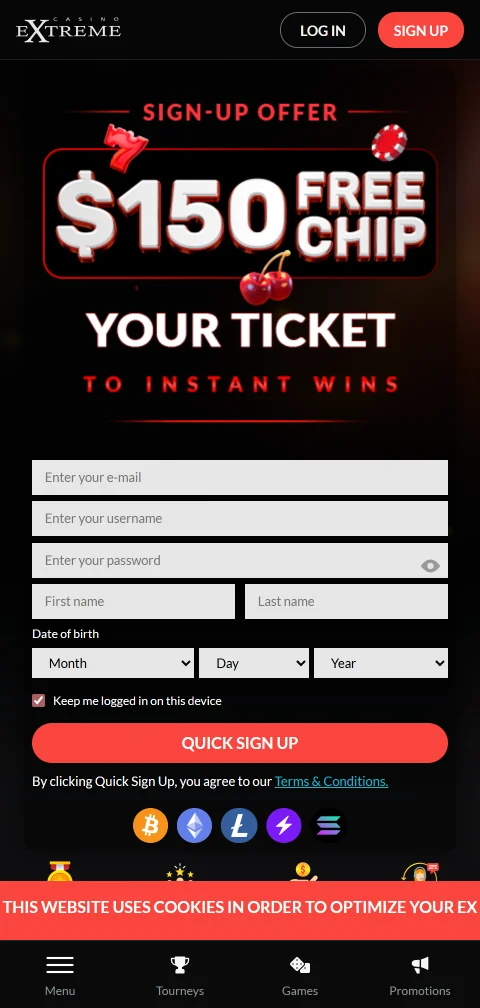 Extreme Casino mobile access and browser play for Canada players