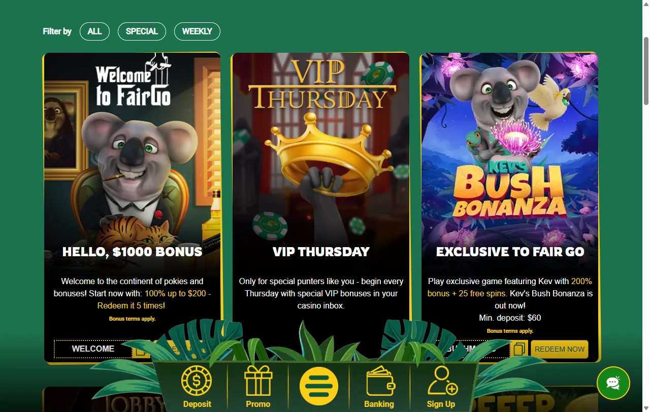 Fair Go Casino game selection and provider range for Canadian players