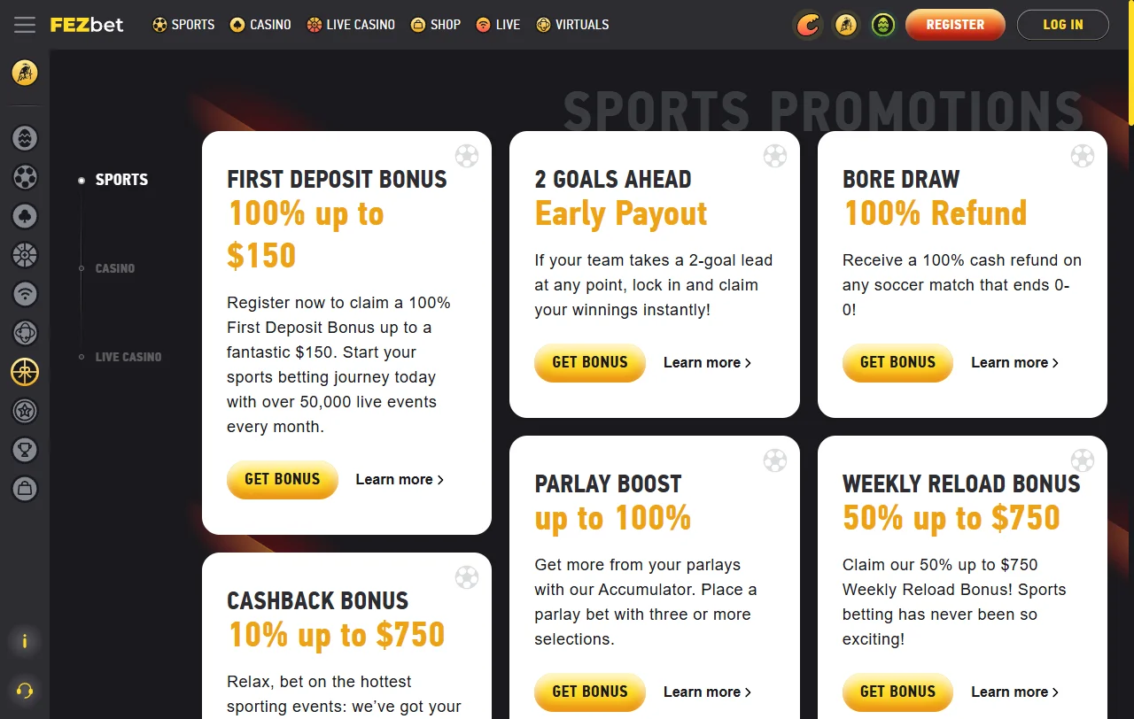 FezBet Casino bonus terms and welcome offer details