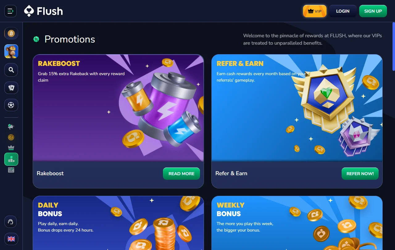 Flush Casino bonus review with welcome offer and wagering details