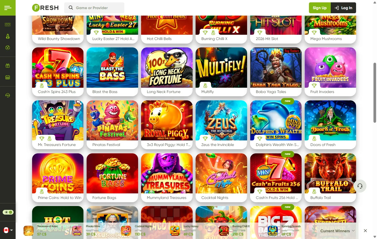 Fresh Casino bonuses and welcome offer details for Canada