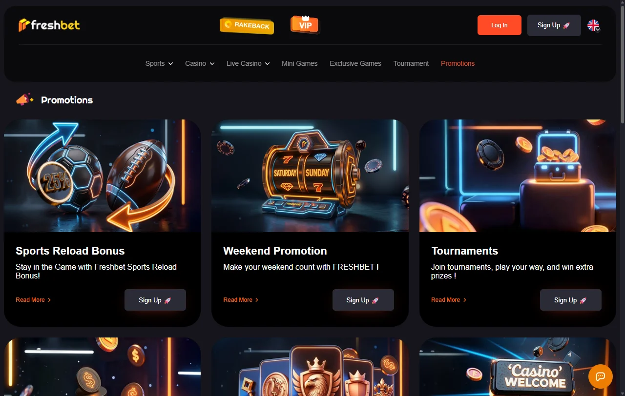 Freshbet Casino games library and live dealer coverage