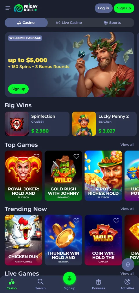 FridayRoll Casino mobile access and smartphone compatibility for Canadian players