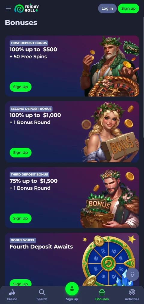 FridayRoll Casino deposits withdrawals and payment options for Canada users