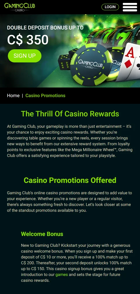 Gaming Club Casino Interac, iDebit, and card payment options