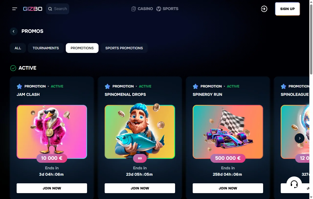 Game library and live dealer focus at Gizbo Casino