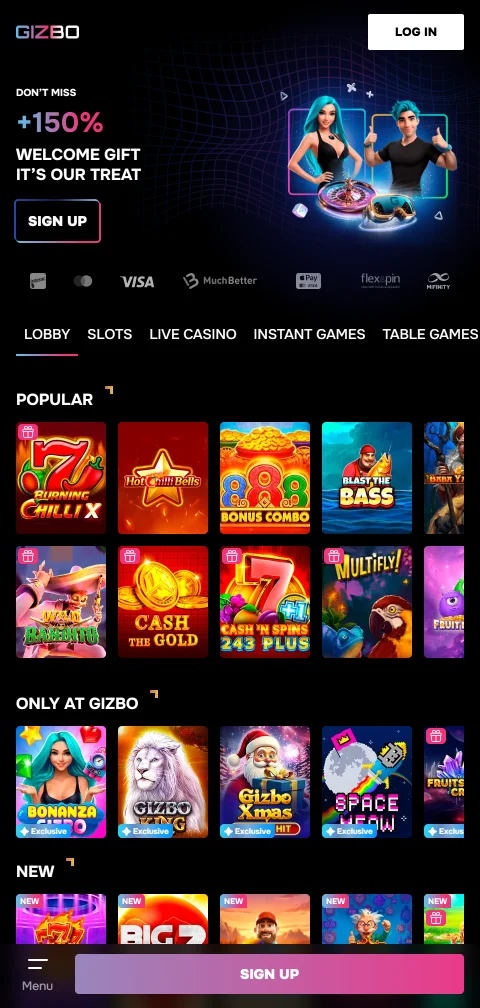 Mobile access and responsive play at Gizbo Casino