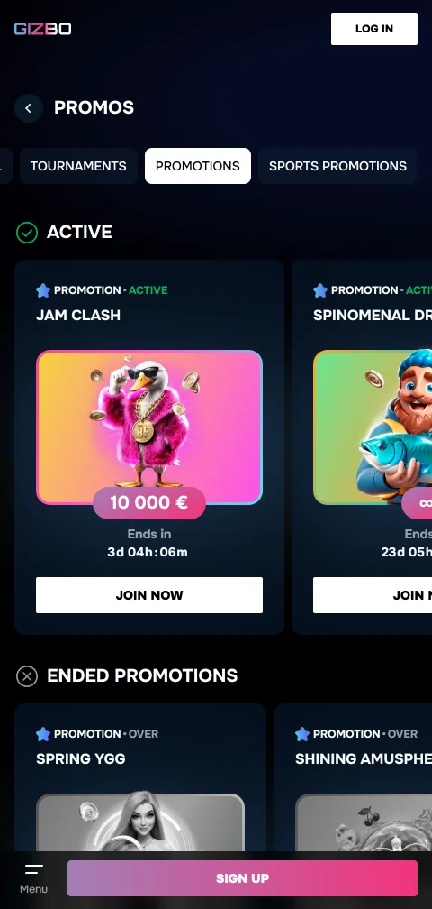 Deposits, withdrawals, and payment options at Gizbo Casino