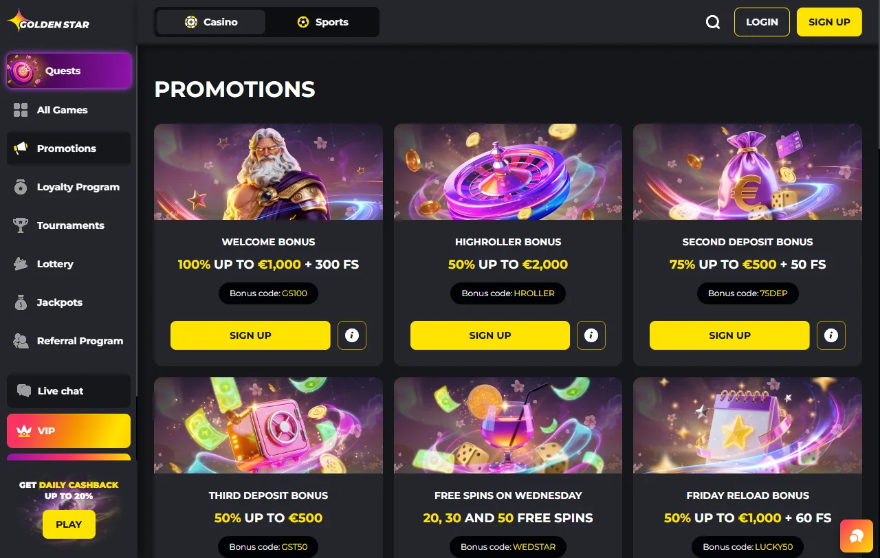 Golden Star Casino review for Canada players and platform overview