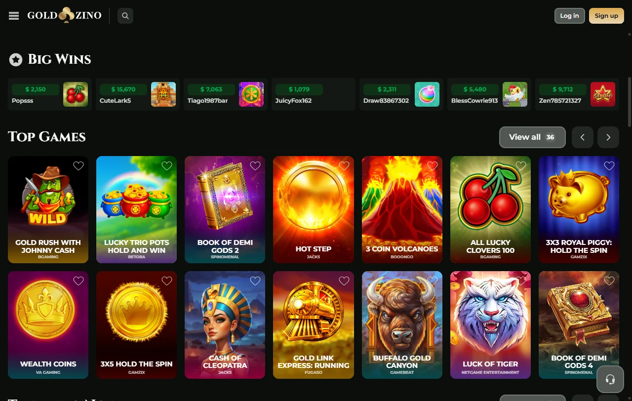 Goldzino Casino bonus overview with wagering terms and promotion structure