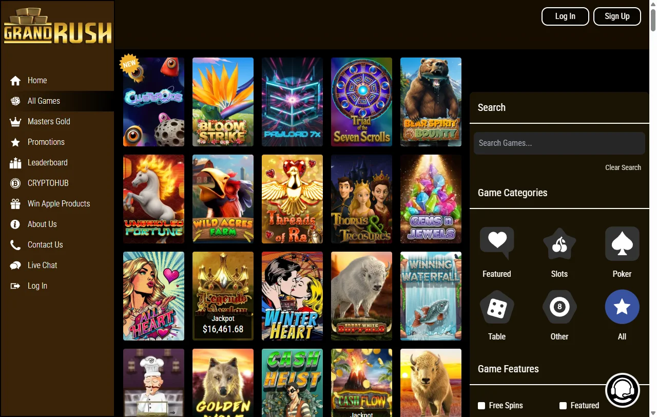 Grand Rush Casino games and software providers for informed comparison