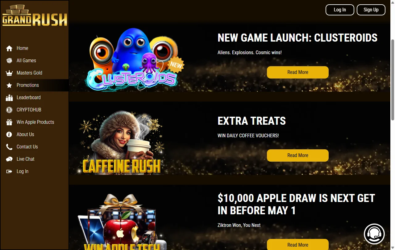 Grand Rush Casino bonus terms and promotions analysed for readers