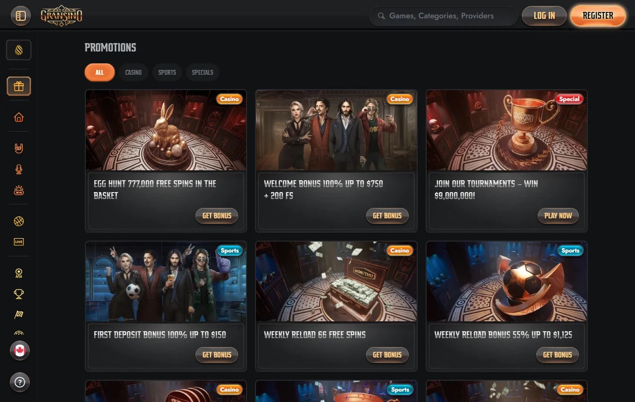 Gransino Casino bonus terms and welcome offer analysis