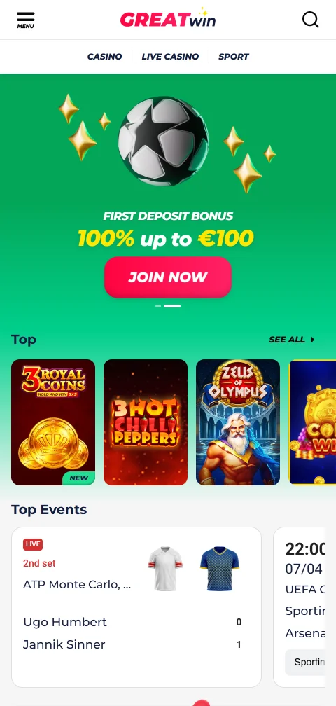 GreatWin Casino mobile access for Canadian players on phones