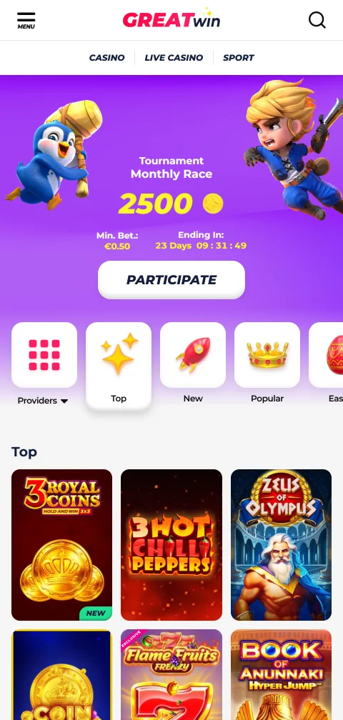 GreatWin Casino deposits, withdrawals and banking methods summary