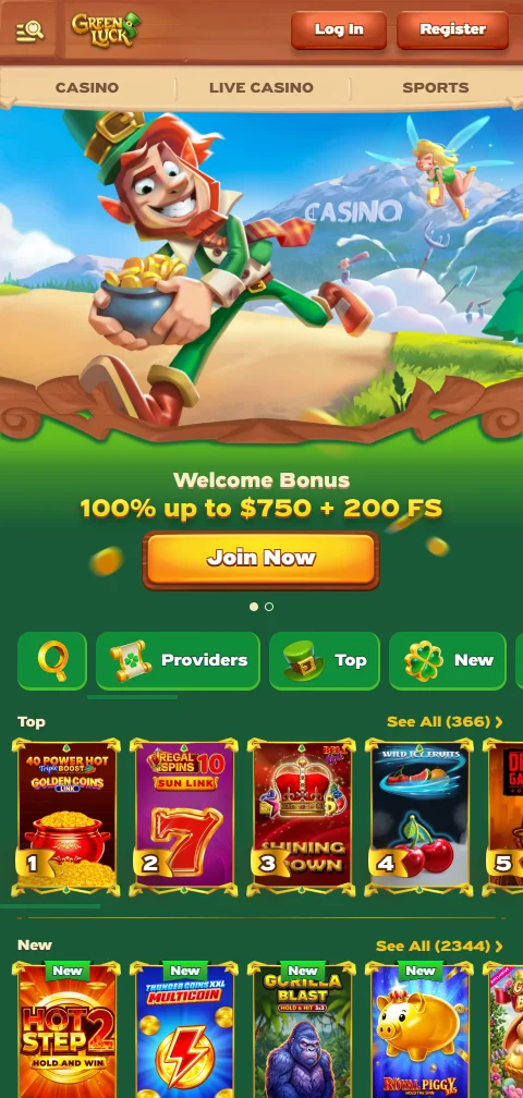 GreenLuck Casino mobile access for players using phones and tablets