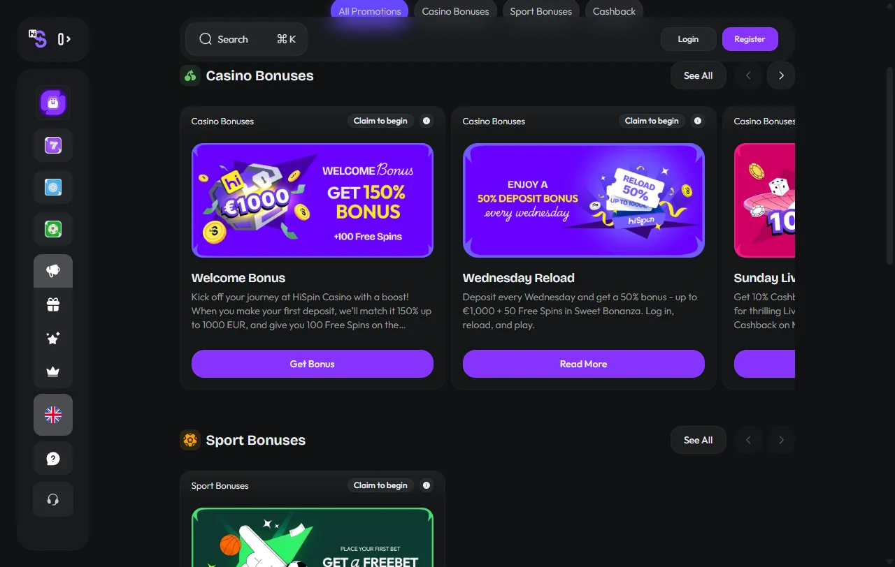 Hispin Casino bonus structure and welcome offer details for readers