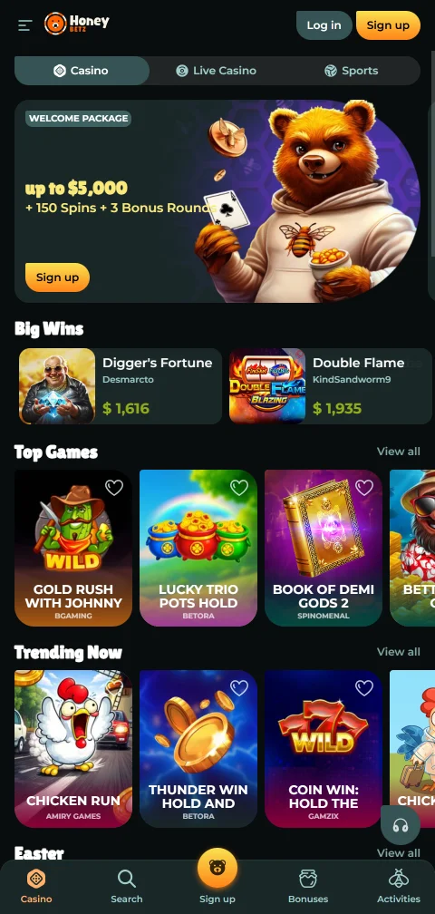 HoneyBetz Casino mobile play and accessibility for Canadian users