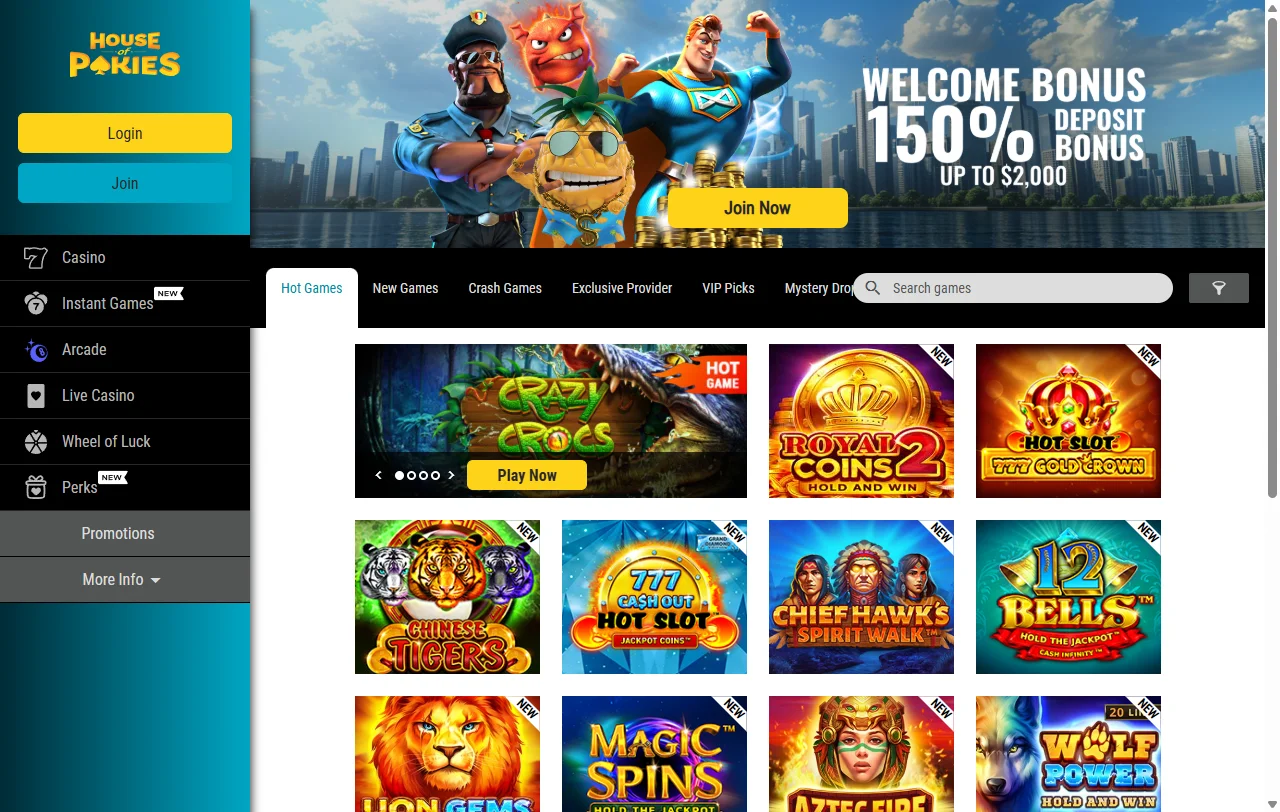House of Pokies Casino complete review for Canada players