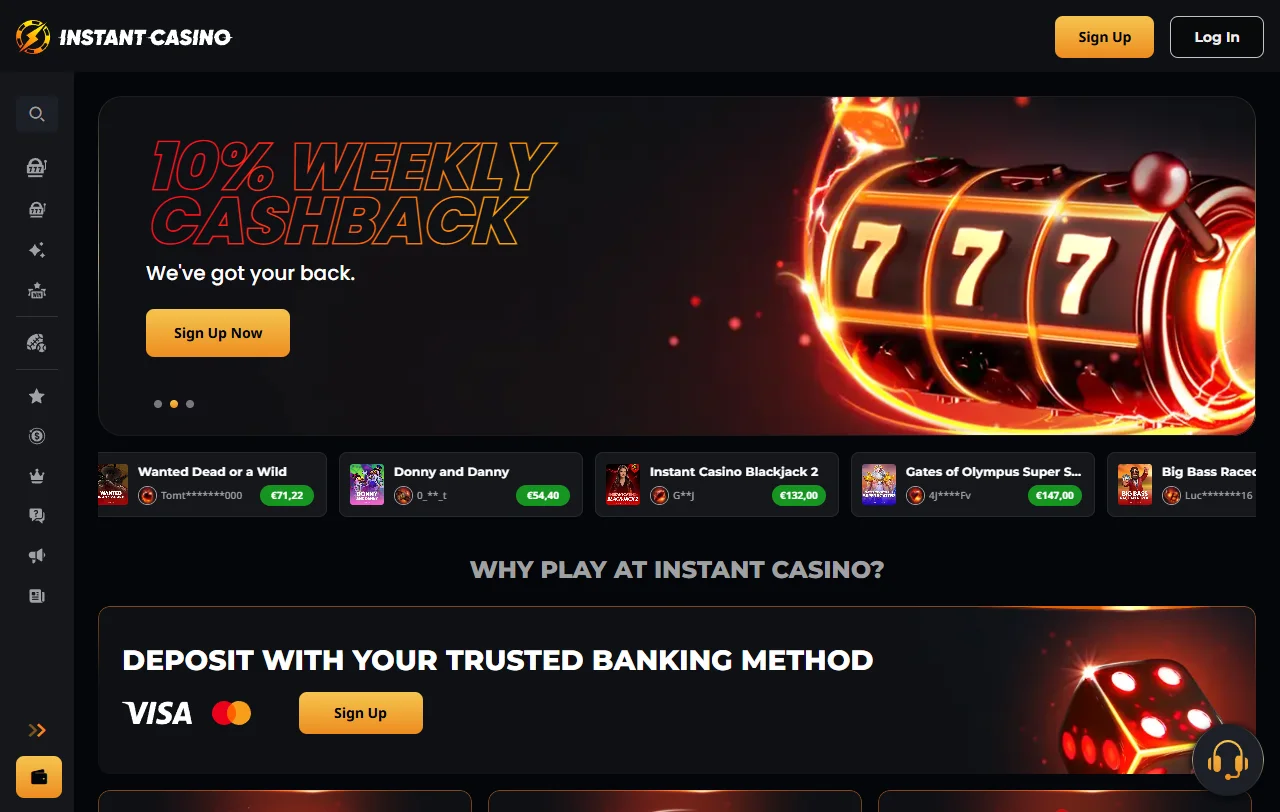 Instant Casino review covering games, payments, and licensing context