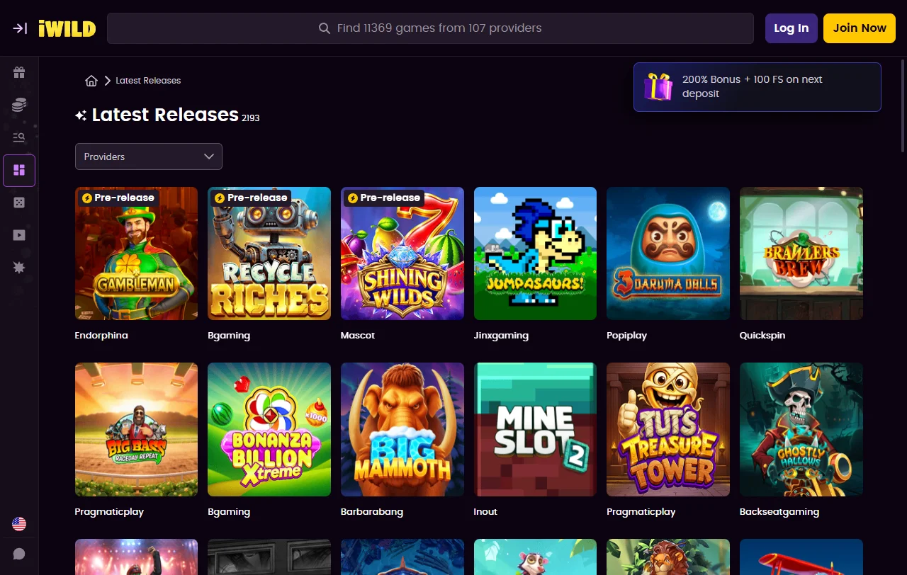 iWild Casino games, live tables, and provider coverage