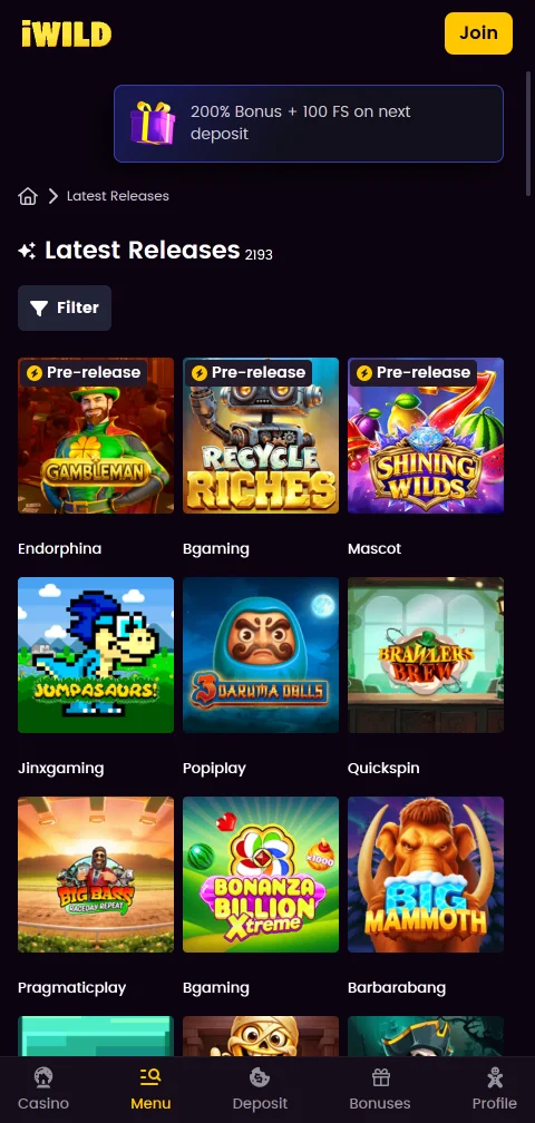 iWild Casino deposits, withdrawals, and payment methods summary