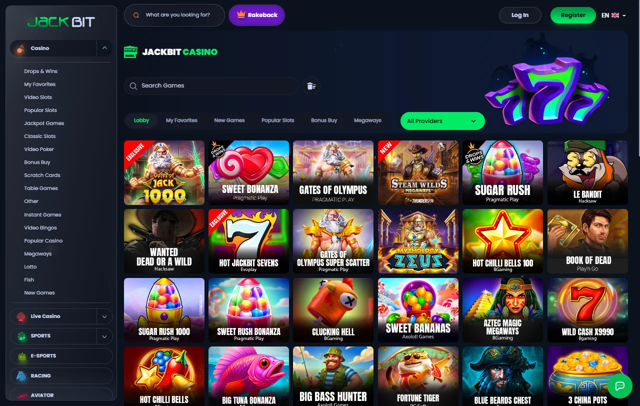 Jackbit Casino games library analysis with slots and live options