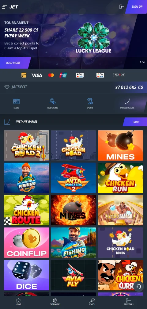 Jet Casino mobile access on phones for Canadian players