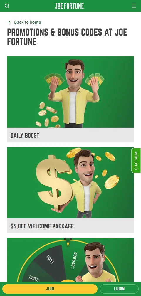 Joe Fortune Casino payments overview covering deposits, withdrawals, and methods