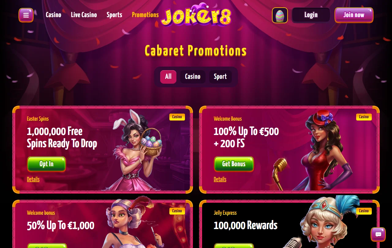 Joker8 Casino bonuses, promotions, and welcome offer details