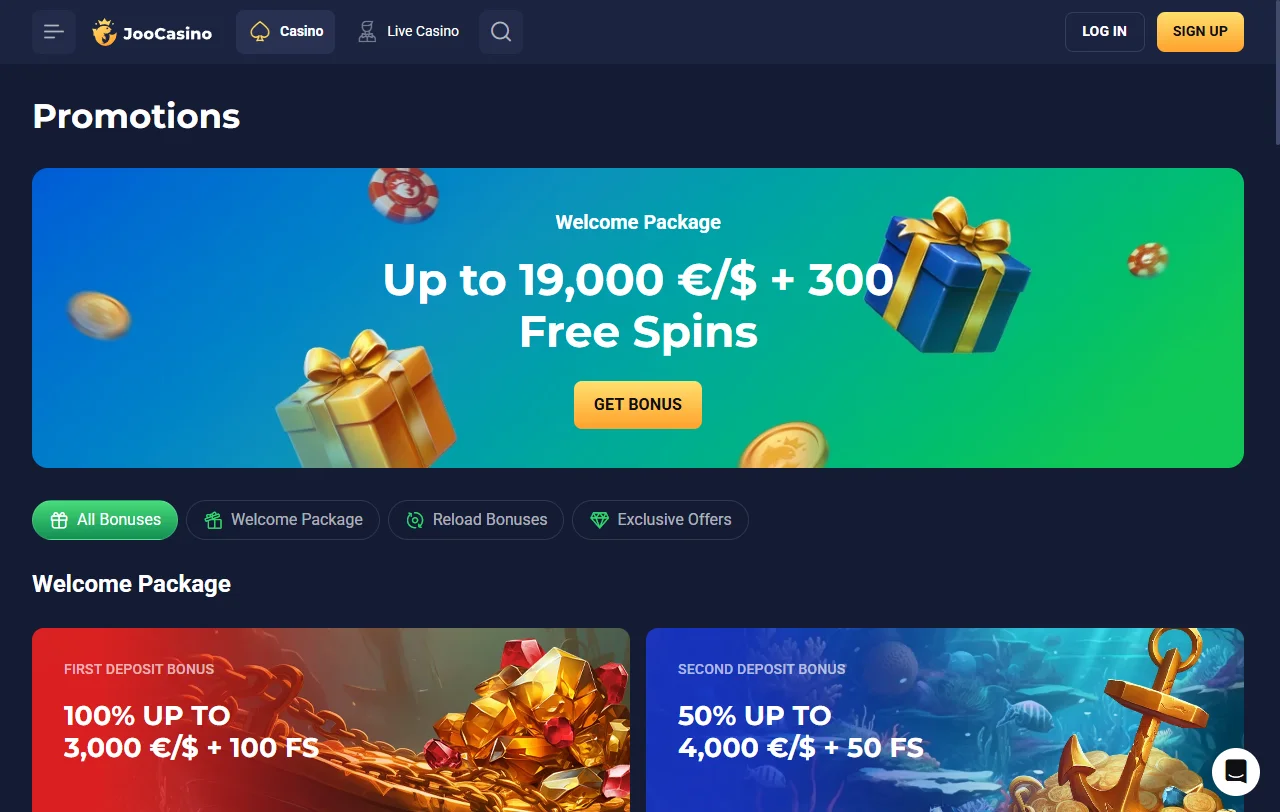 Joo Casino bonuses and promotional terms for new accounts