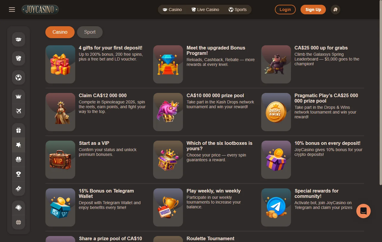 Joycasino Casino bonus structure and promotional terms overview