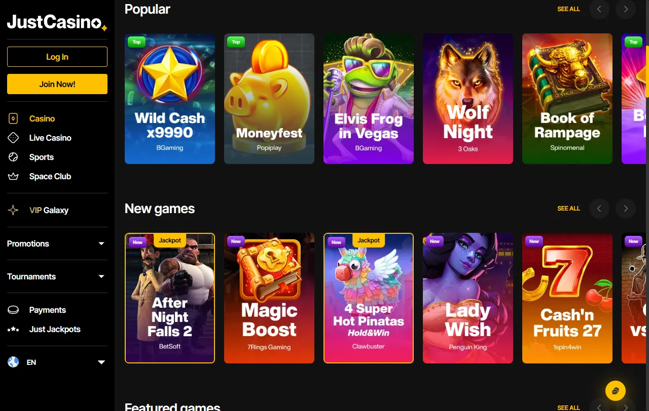 Just Casino games library and live entertainment analysis