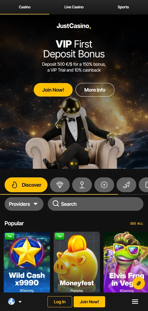 Just Casino mobile access and smartphone compatibility for Canada