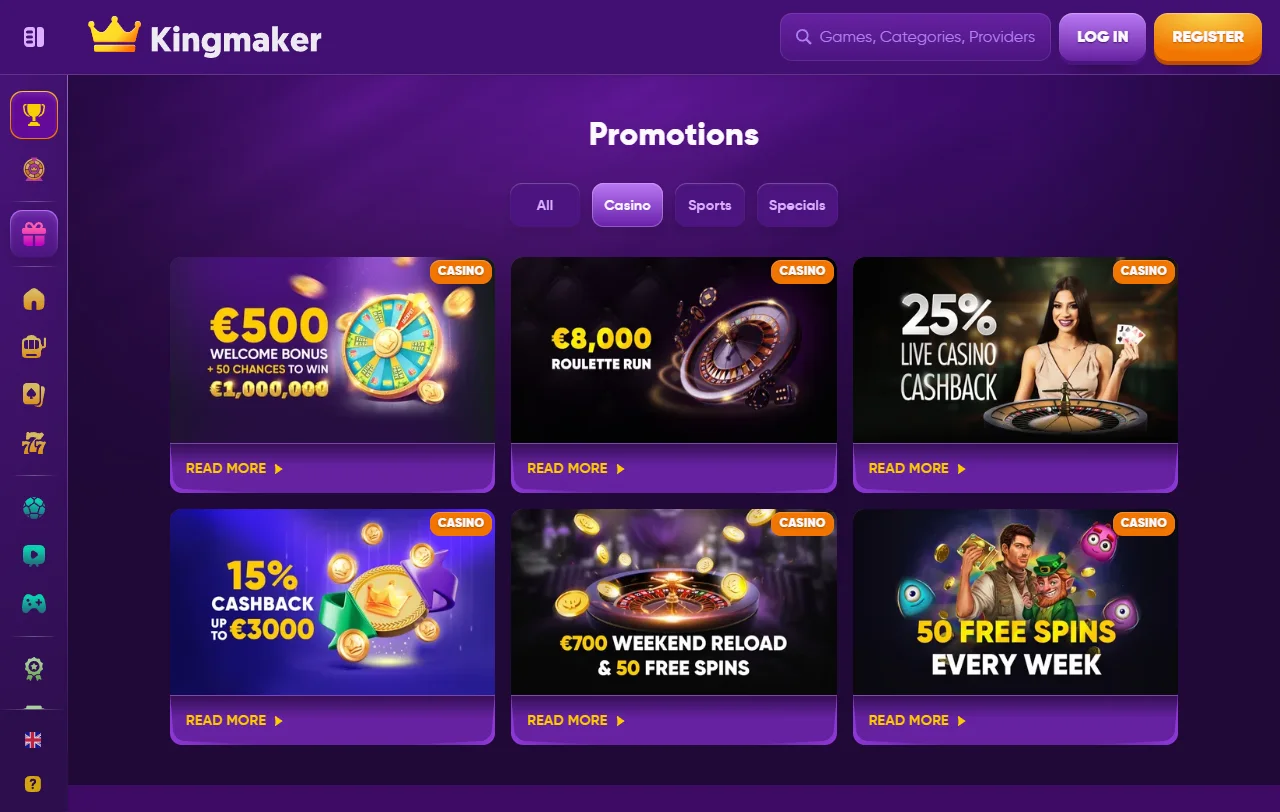 Kingmaker Casino game library overview and provider coverage for players