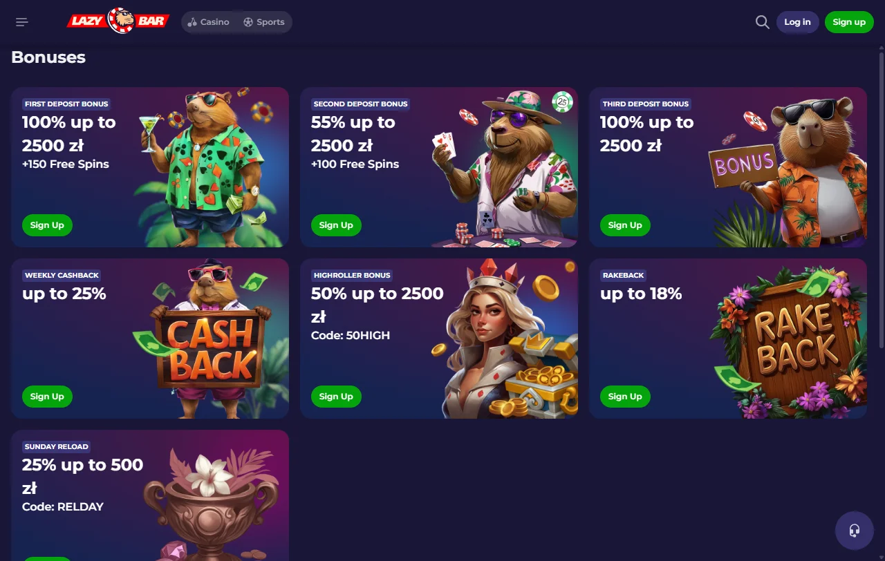 LazyBar Casino games focus with slots, live tables, and variety