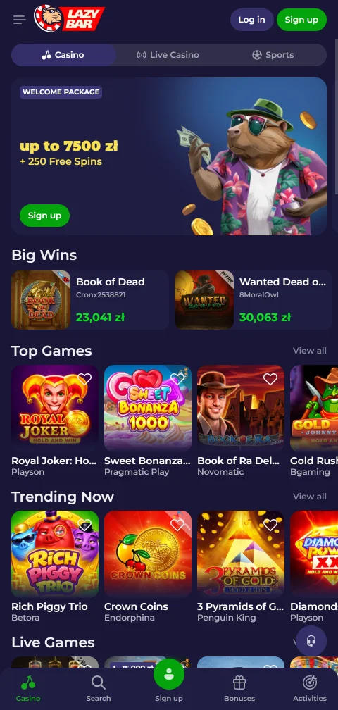 LazyBar Casino mobile access for smooth play on Canadian phones