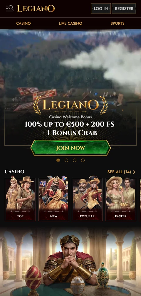 Legiano Casino mobile access on smartphones