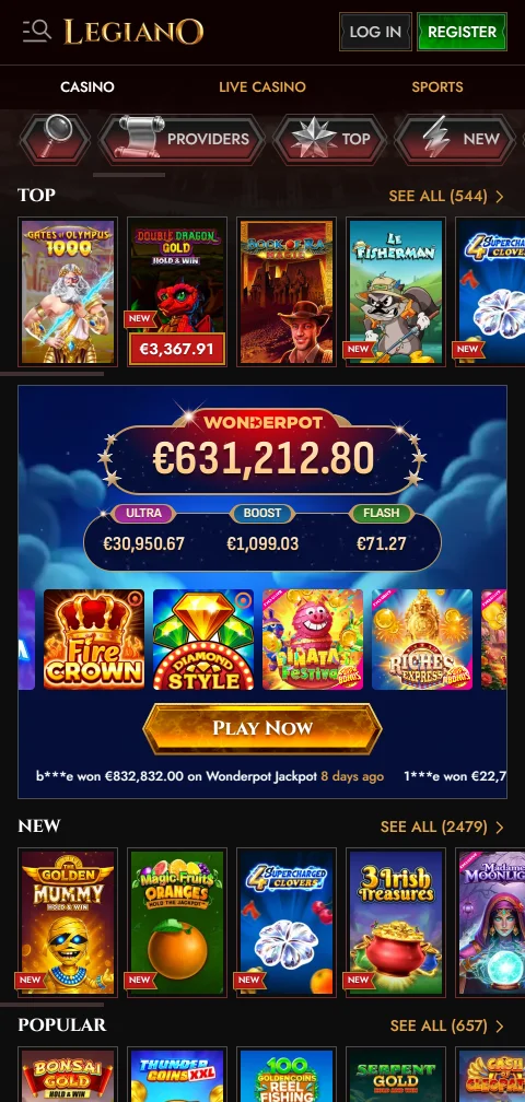 Legiano Casino security, licence and player protection