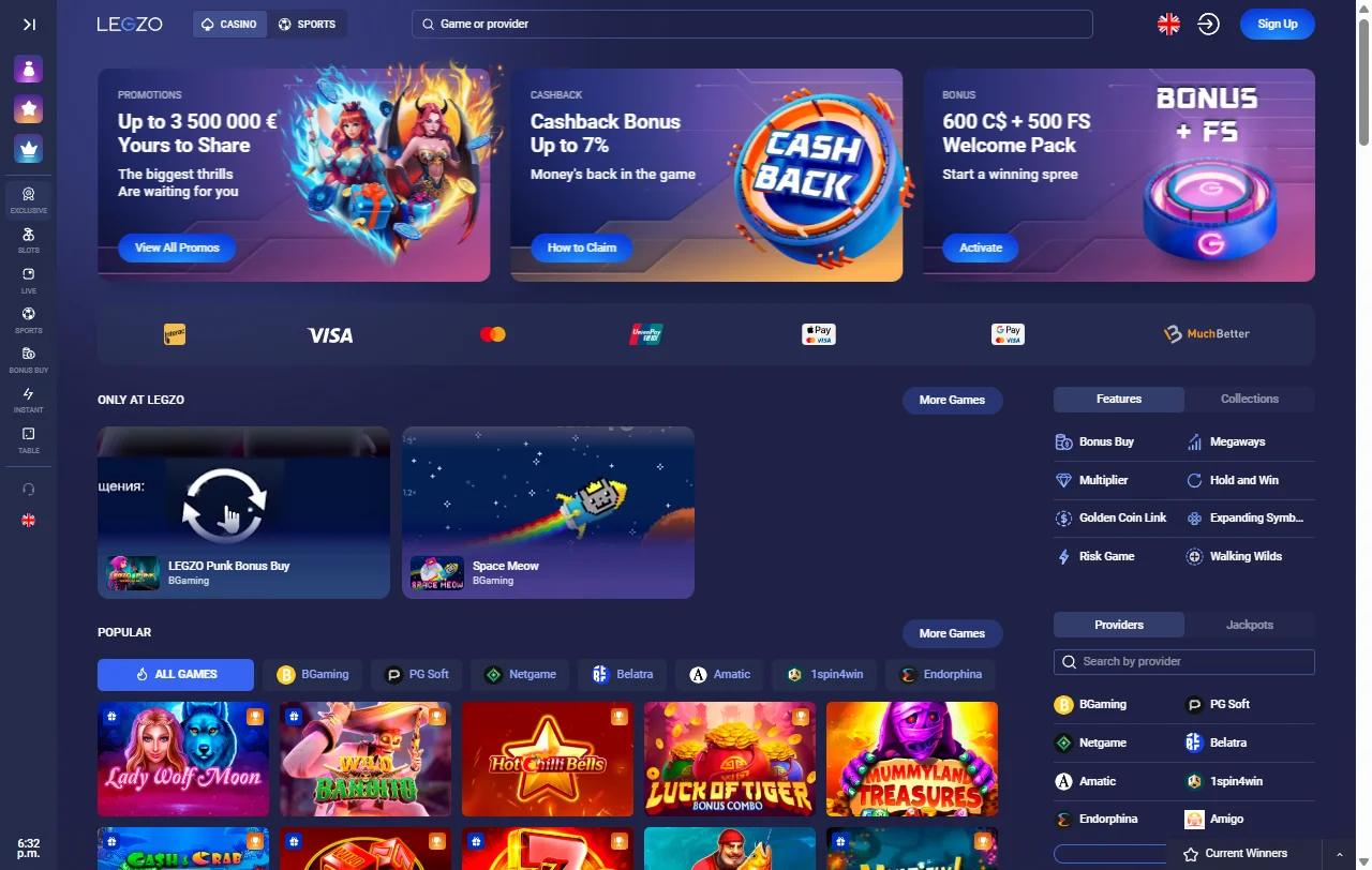 Legzo Casino complete review for Canada players