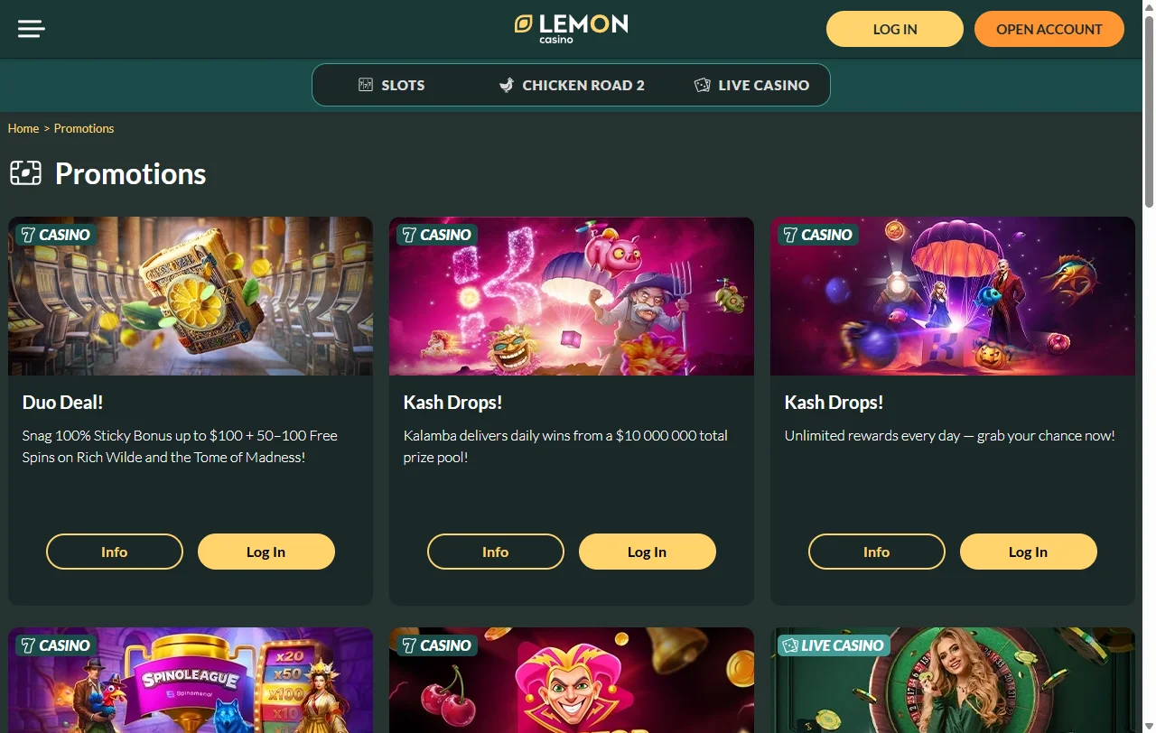 Lemon Casino bonus terms and promotional structure for players