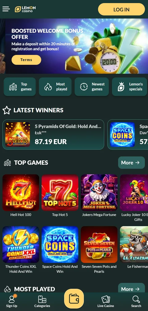 Lemon Casino mobile access with browser-based play for Canada