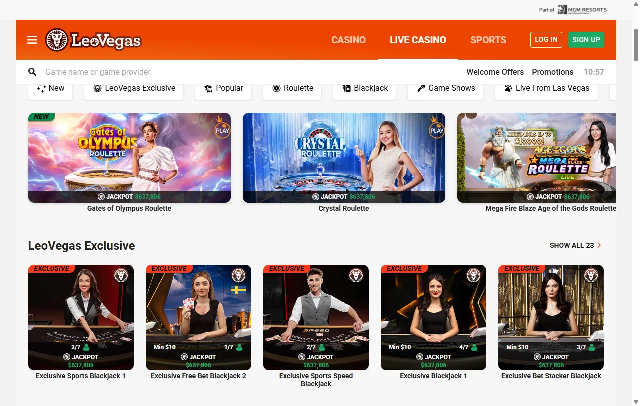 LeoVegas Casino welcome bonus and reward structure for new players