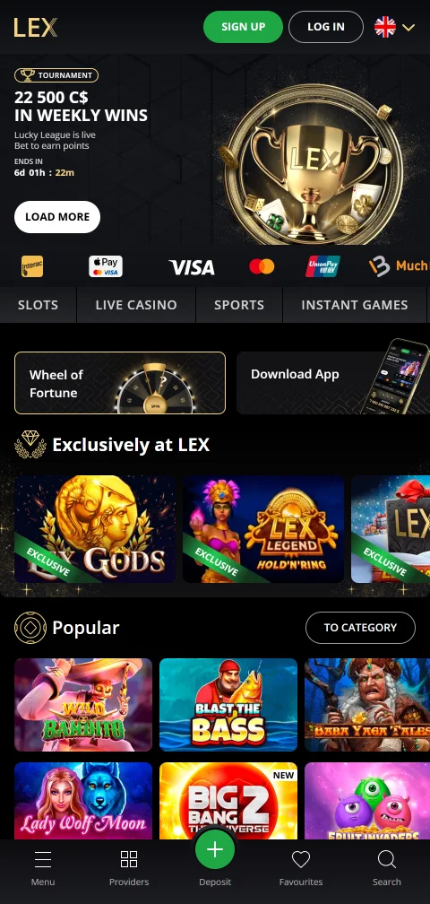 Lex Casino mobile access for Canadian players on phones