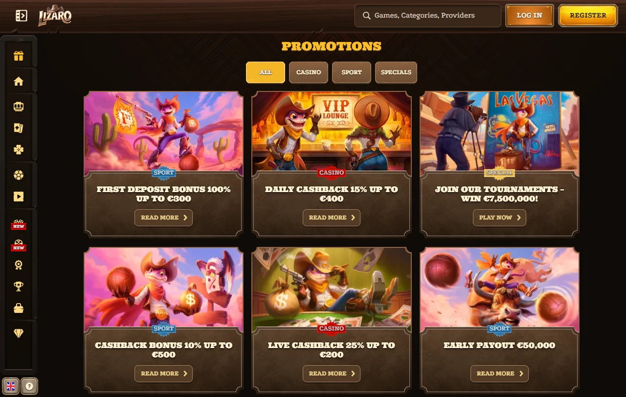 Lizaro Casino slots and live dealer selection for Canadian review